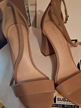 Kelly & Katie Taupe Block Heel Ankle Strap Sandals-c12